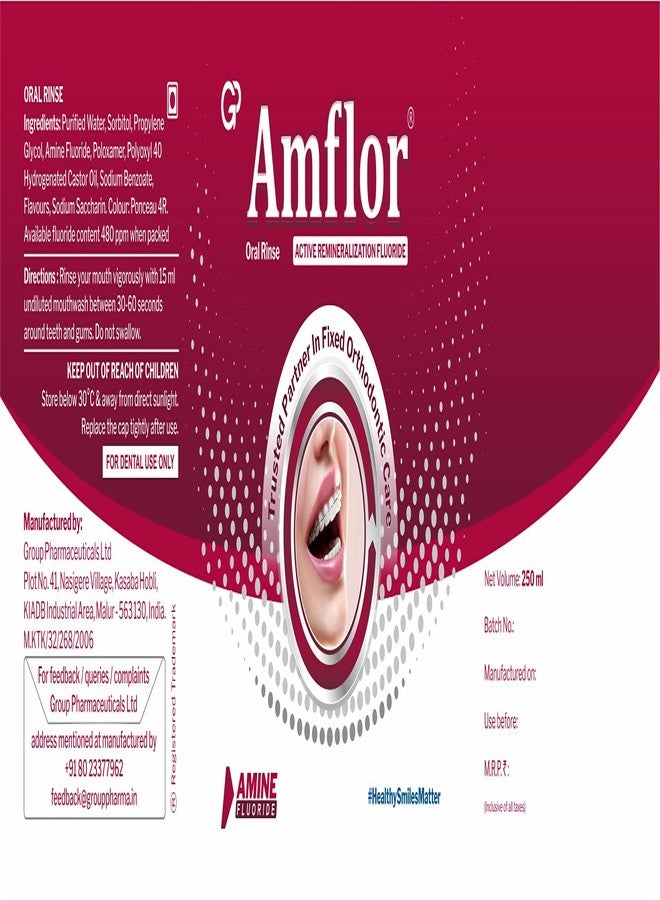 Amflor Orthodontic Toothpaste for Braces (70g x 2) and Amflor Mouthwash (250ml x 1) prevent cavities & White Spot Lesions with Organic Amine Fluoride for Enamel Remineralization Oral Care (combo pack) - Image 4